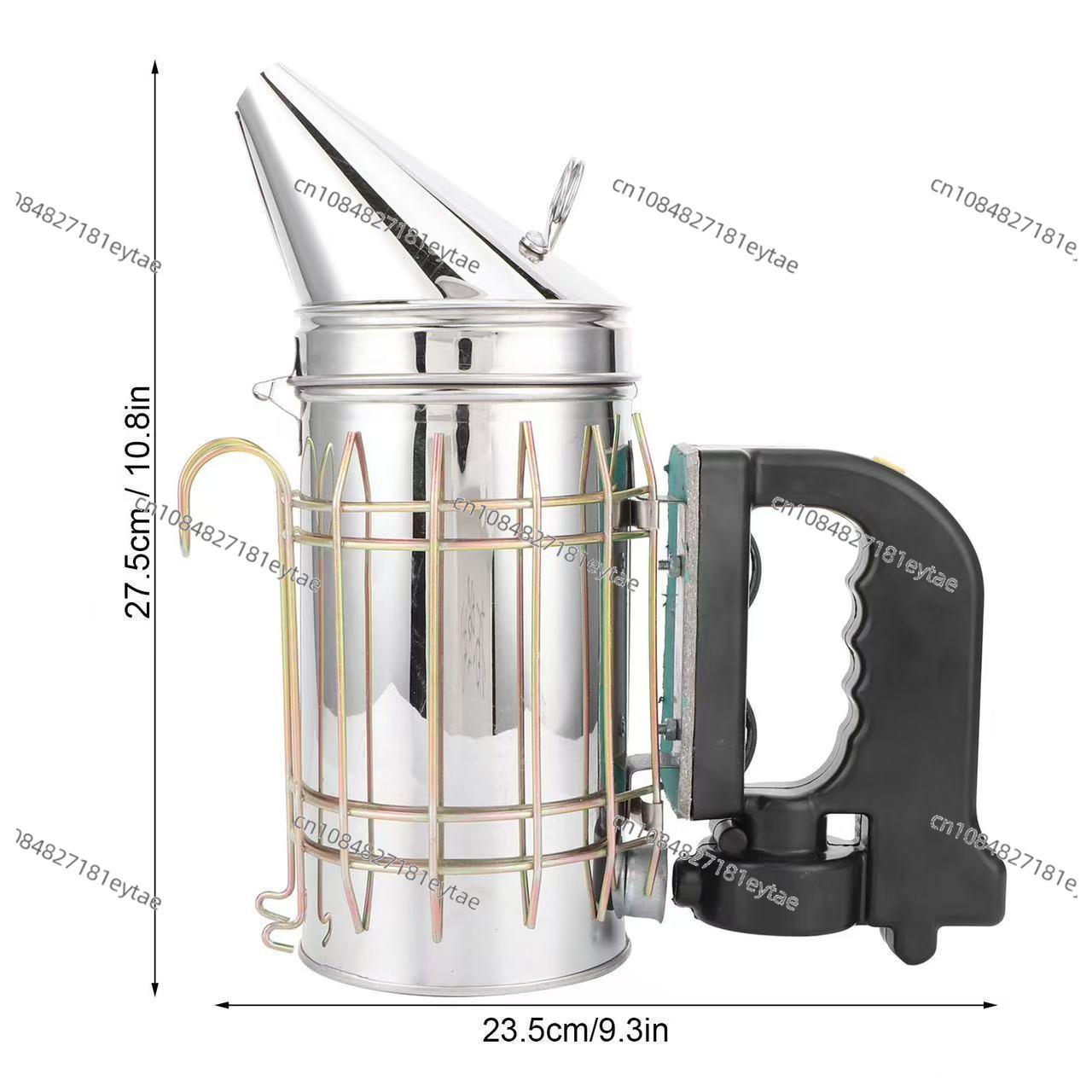 Bee Smoker Tool - ステンレス製電気式養蜂用燻煙器、黒色ハンドル、尖ったノズル付き、養蜂用煙霧器