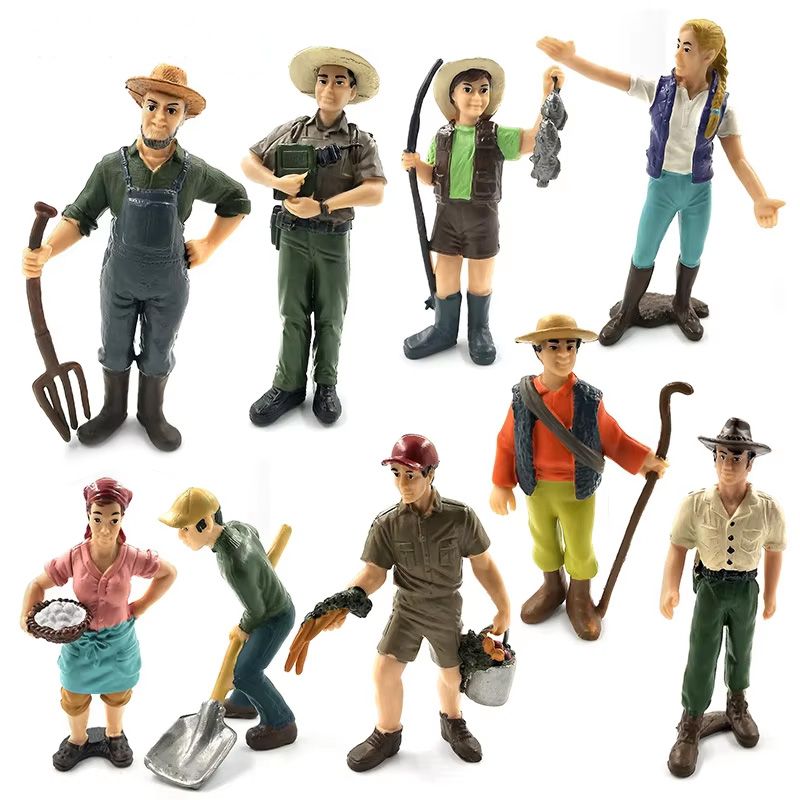 Farming Japan - 農場スタッフ労働者農家シミュレーション人物モデル盆栽置物家の装飾ミニチュア妖精の庭の装飾アクセサリーモダン