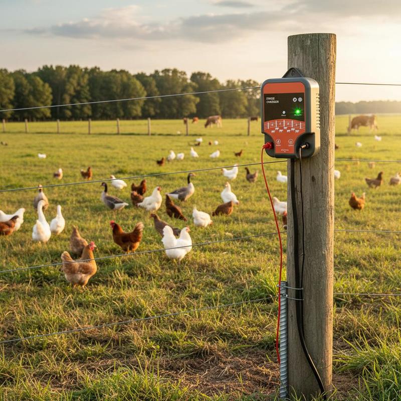 Farming System & Sustainable Agriculture - 家畜用電気柵 10kV 2J 農場・牧草地用、LEDインジケーター付き、1.86マイル範囲、プラグイン式動物用柵、AC/DC電源制御システム、屋内外使用、110-240V接続