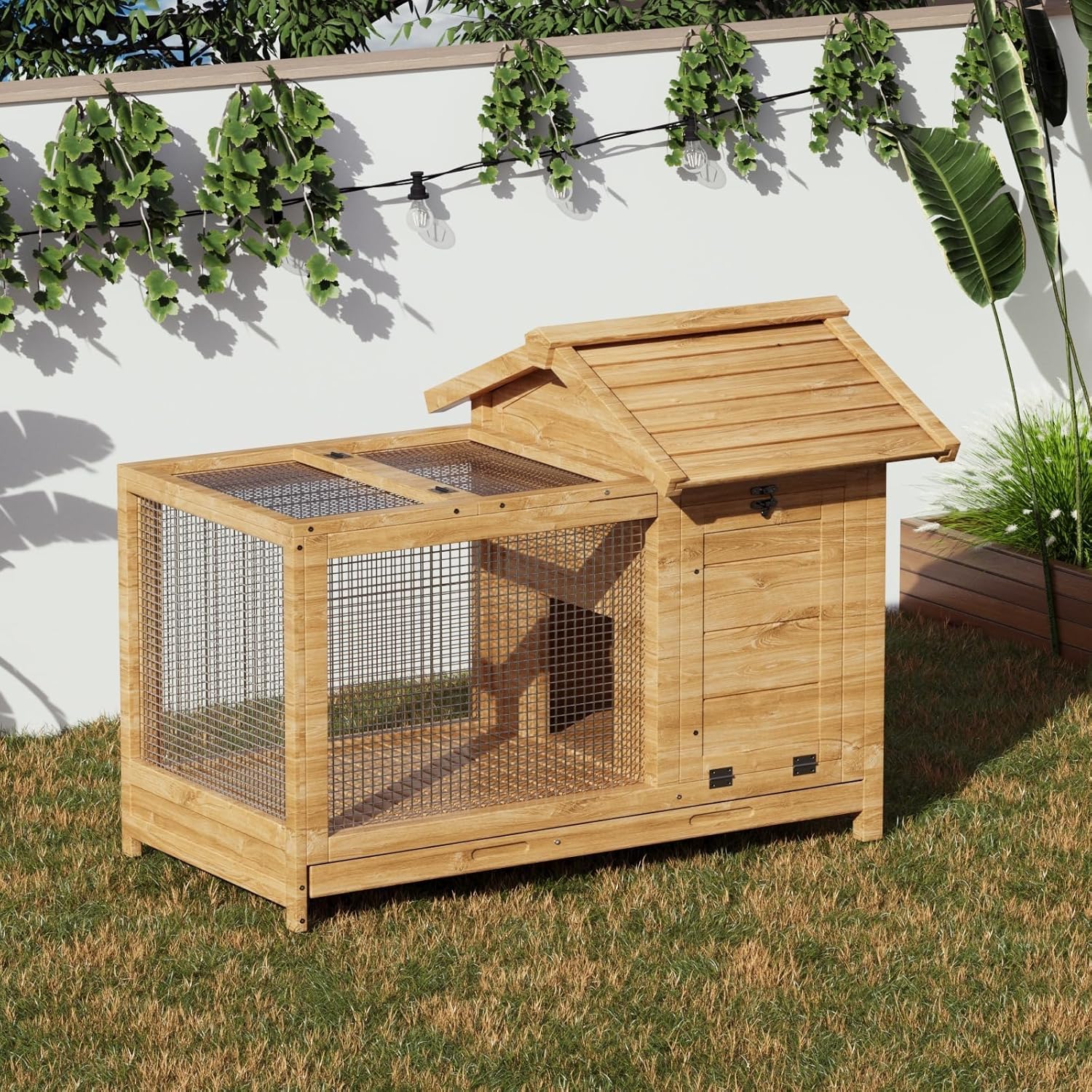 木製ウサギ小屋 室内・屋外兼用、取り外し可能なワイヤーネット - Rabbit Cage Wire のレビューと価格