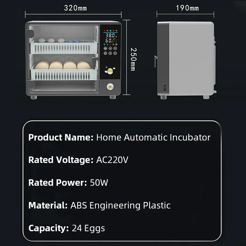 スマート自動孵卵器、デジタル温度湿度制御、自動転卵機能付き、 - Poultry Incubator のレビューと価格