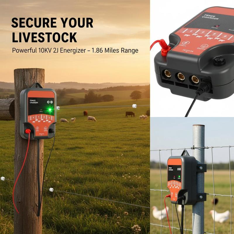 家畜用電気柵 10kV 2J 農場・牧草地用、LEDインジケ - Farming System & Sustainable Agriculture のレビューと価格