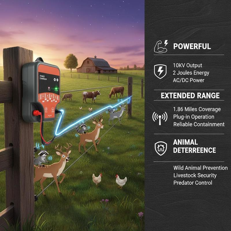 家畜用電気柵 10kV 2J 農場・牧草地用、LEDインジケ - Farming System & Sustainable Agriculture のレビューと価格